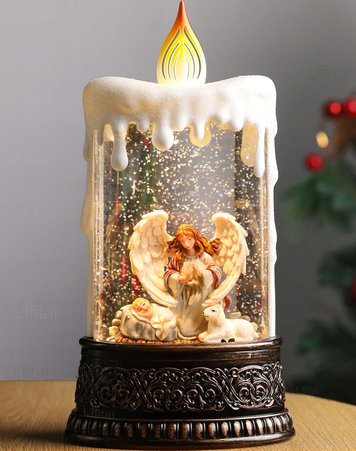 Angel Christmas Snow Globe Lantern for Festive Home Decor