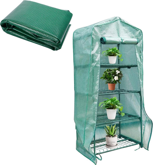 4 Tier Greenhouse Cover: Weatherproof & Roll-Up Zipper