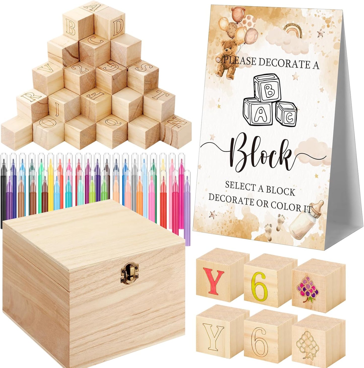Marsui Baby Shower Blocks Game Kit for Fun Gender Reveal Parties