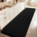 Striped Black Bathroom Rug Mat 59x20 - Ultra Soft Chenille Bath Rug
