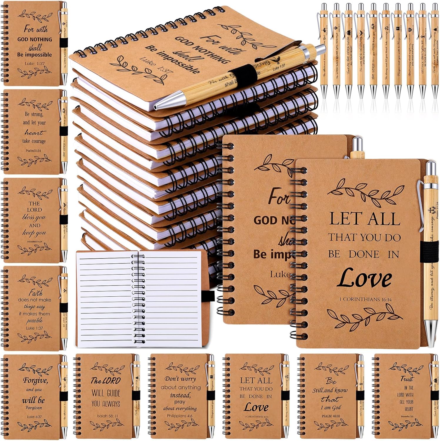 Christian Inspirational Journal & Pen Set by Booson: Encouraging Bible Verses & Prayers