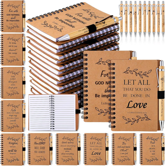 Christian Inspirational Journal & Pen Set by Booson: Encouraging Bible Verses & Prayers