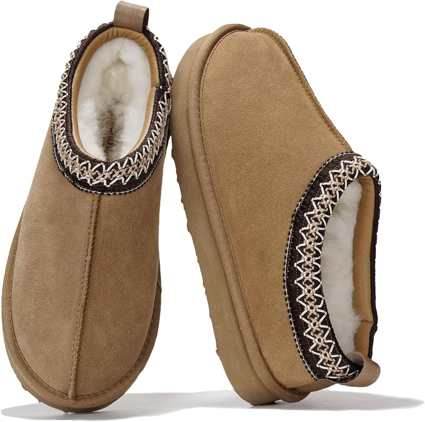 Genuine Suede Slippers for Women with Shearling Lining Comfort