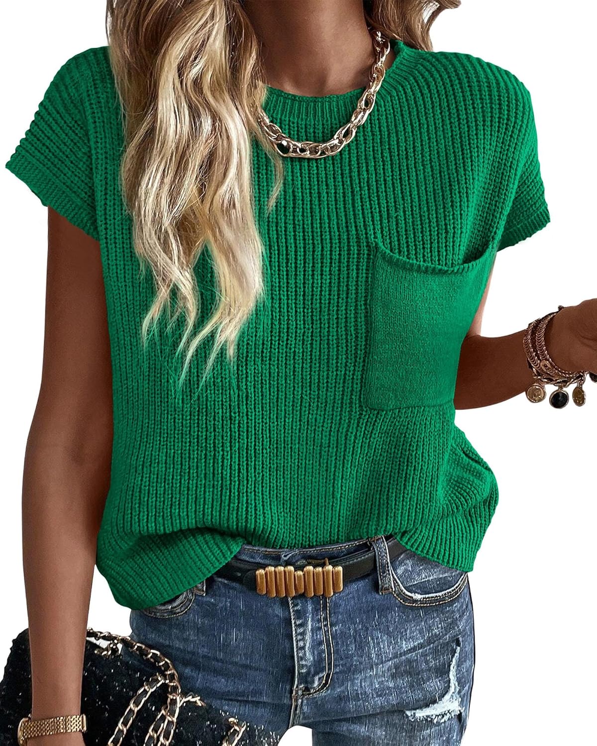 KIRUNDO Summer Fall Short Sleeve Sweater Vest for Women 2025