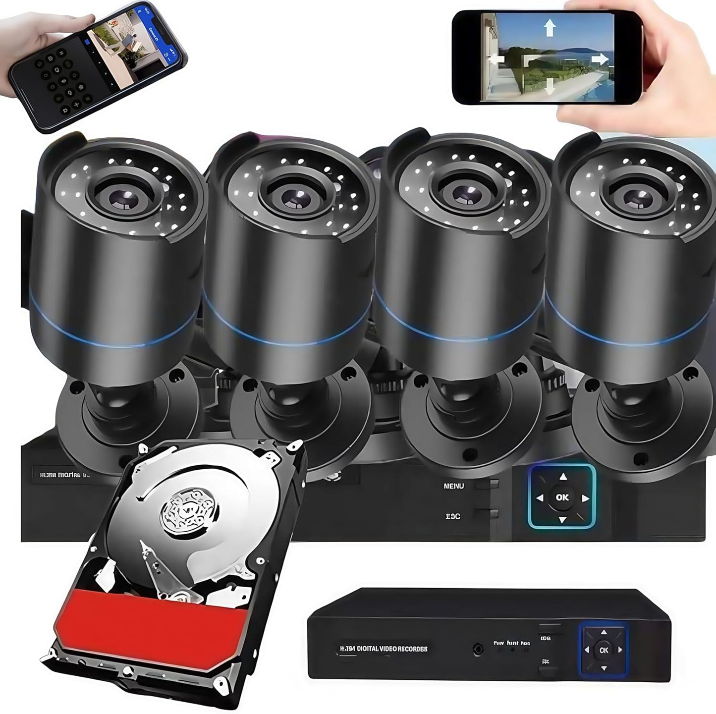 3000TVL Home Security System with 4K NVR and Night Vision