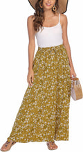 Women Flowy Chiffon Maxi Skirt - Pleated High Waist Beach Wear