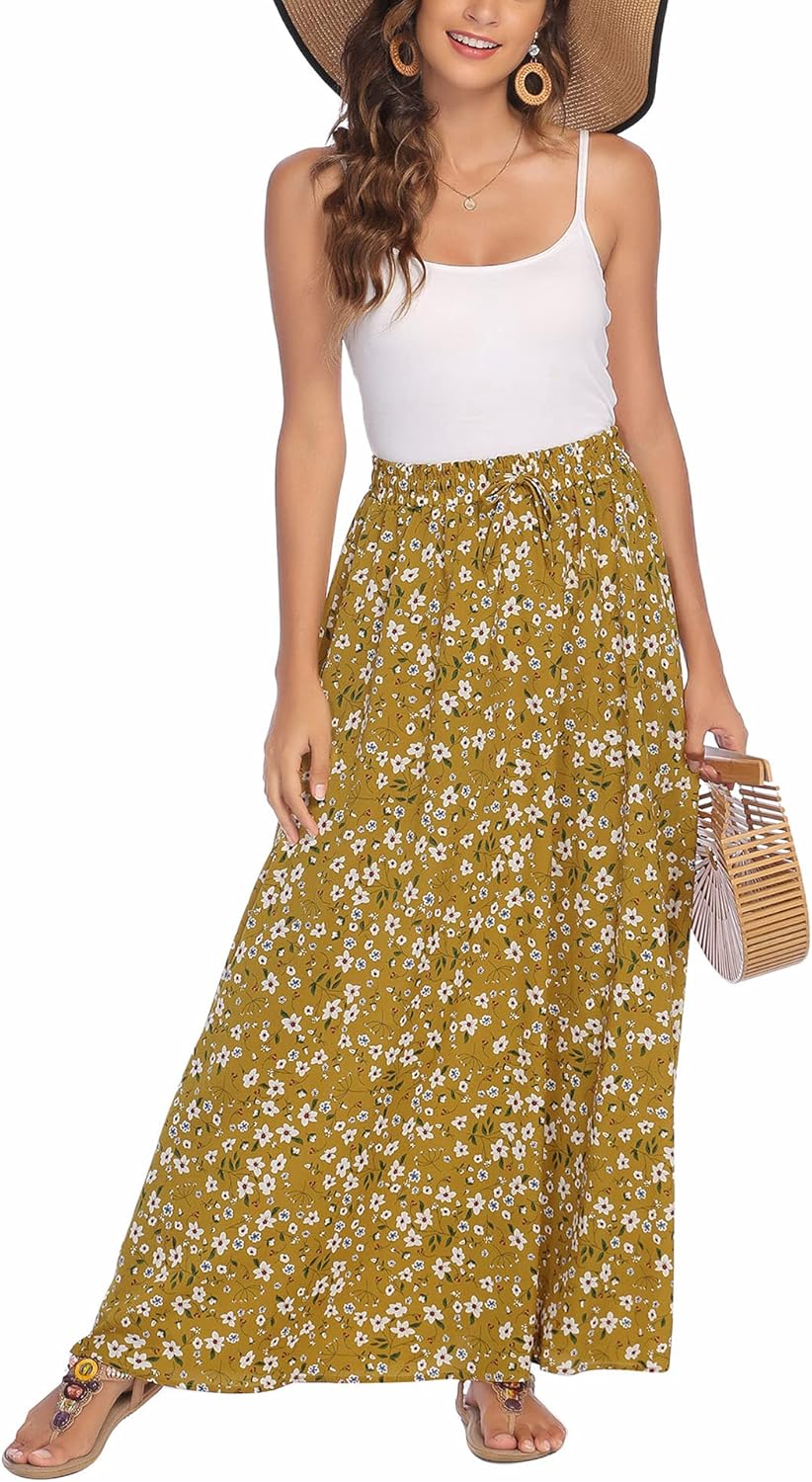 Bluetime Women Flowy Long Skirts for Summer Beach Style