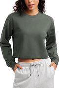 CRZ YOGA Womens Fleece Cropped Sweatshirts for Comfort