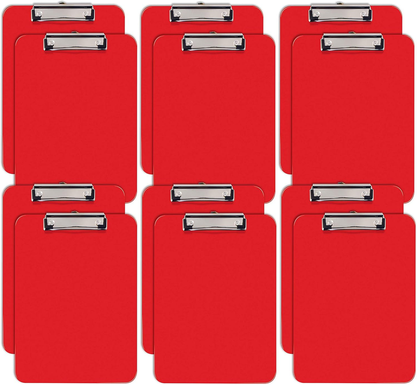 12-Pack Durable Red Clipboards, Low Profile Clip