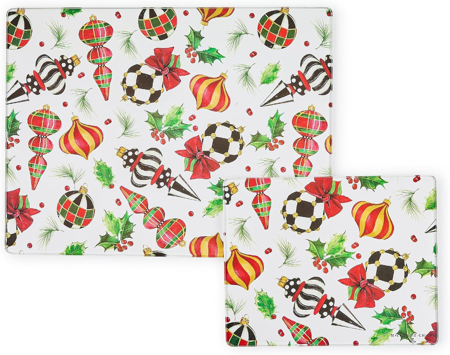 MACKENZIE-CHILDS Set of 2 Unique Tempered Glass Cutting Boards