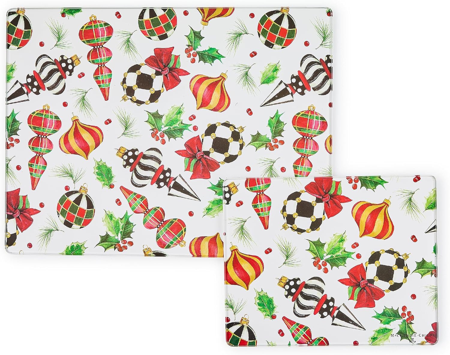 MACKENZIE-CHILDS Set of 2 Unique Tempered Glass Cutting Boards