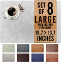 Light Grey Retro Cowhide Faux Leather Placemats Set of 8 - Large