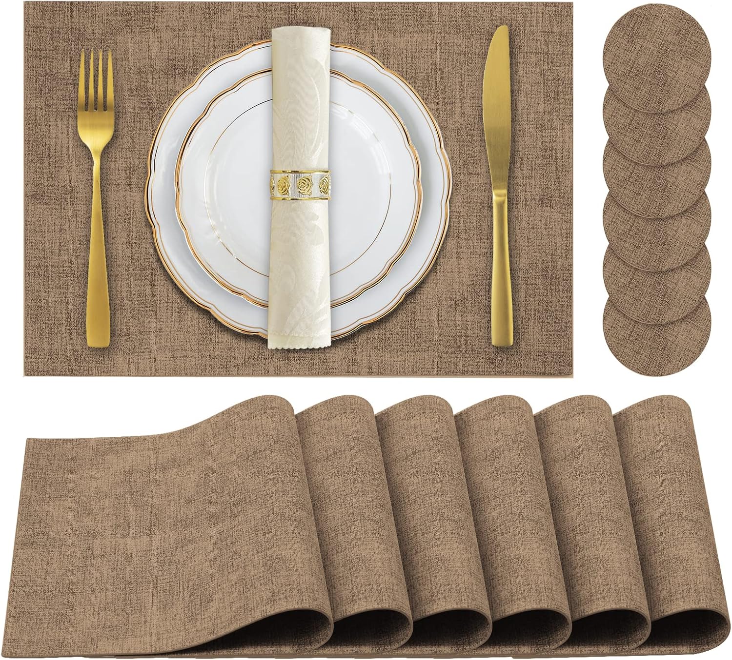 Faux Leather Placemats Set of 6 for Stylish Dining Experience