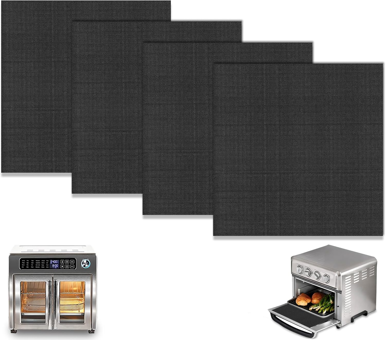 Non-Stick Air Fryer Oven Liners - Heat Resistant Toaster Mats, 4 Pack