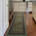 Bordered Modern Runner Rug 2 ft x 7 ft - Non-Slip Low Pile Runner