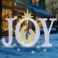 49in Large Outdoor Christmas JOY Lighted Sign with Nativity - Weather