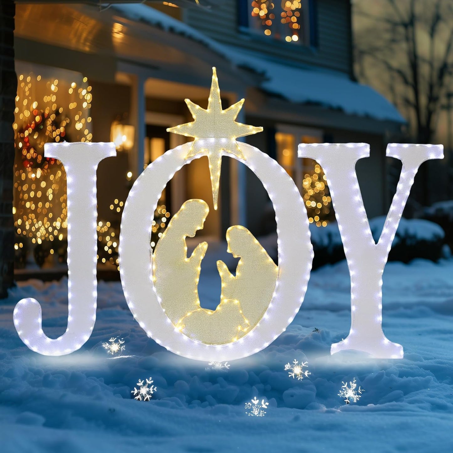 Large Outdoor Christmas JOY Light Sign for Festive Decor