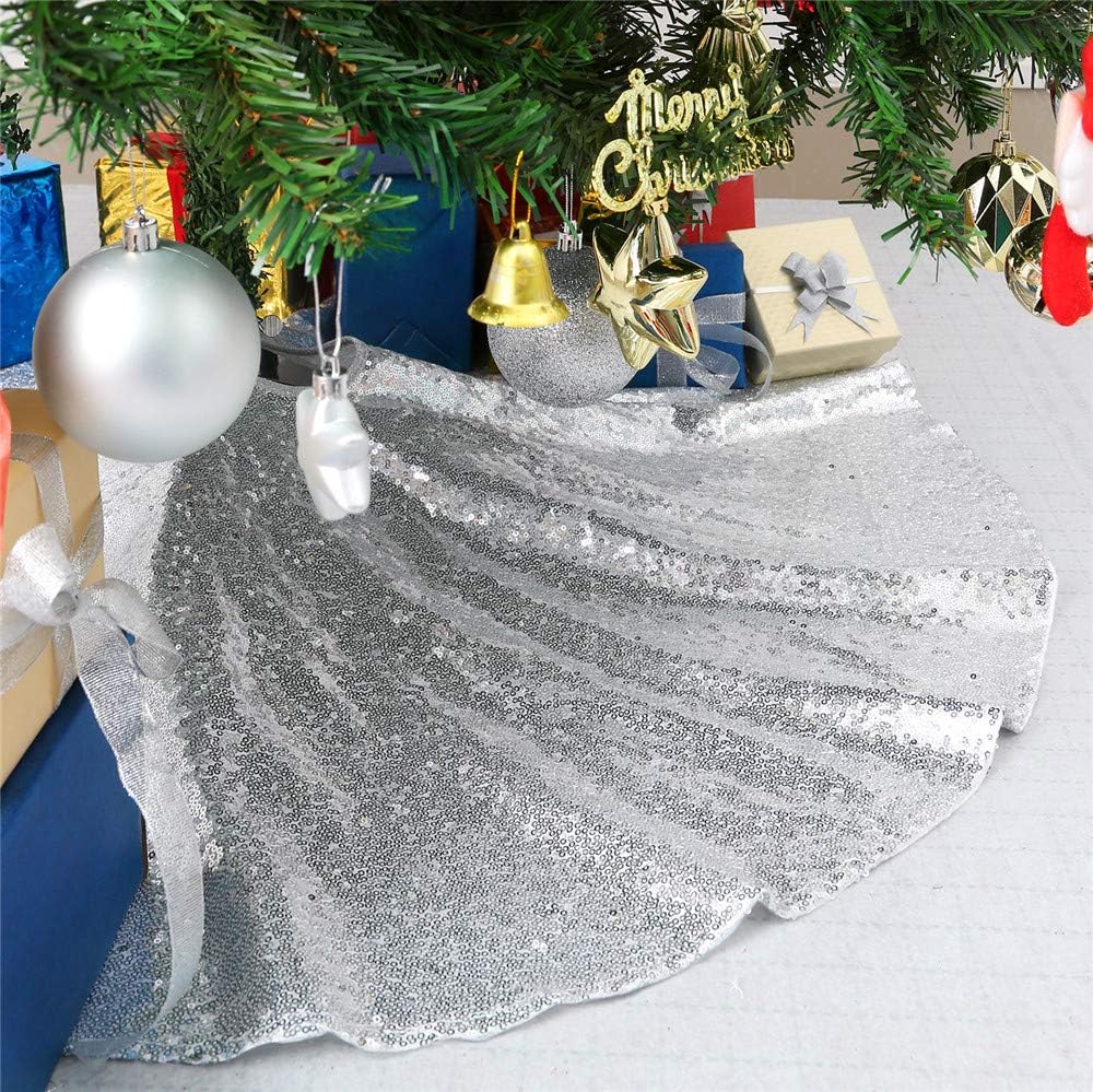 Shiny Silver Christmas Tree Skirt - 36in