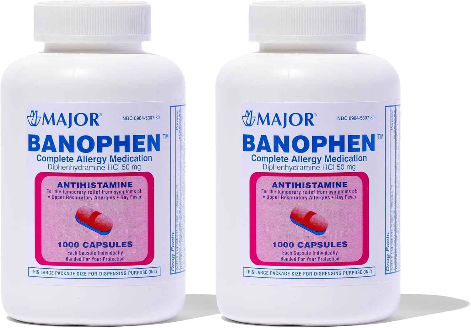Banophen Diphenhydramine HCI 50 mg Capsules for Allergy Relief