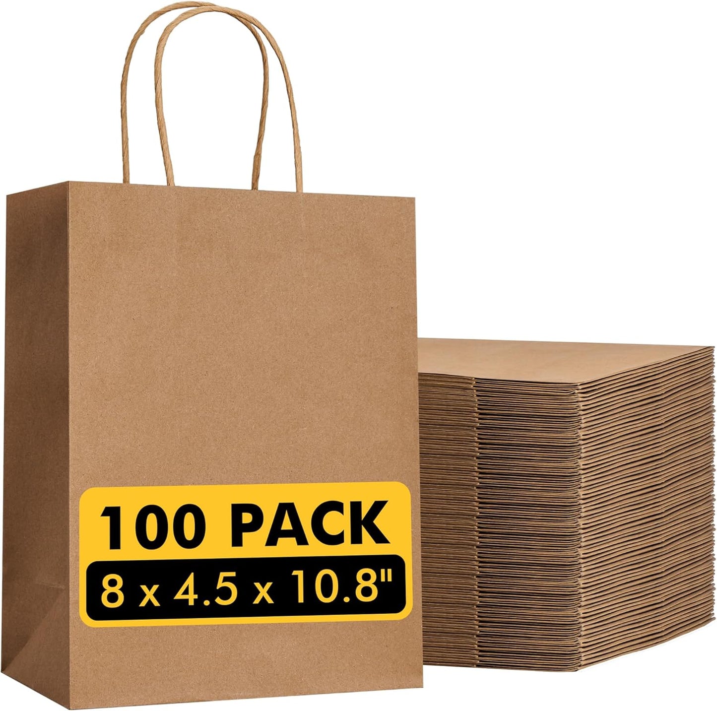 Brown Paper Bags with Handles for Gifts, Retail, and Parties