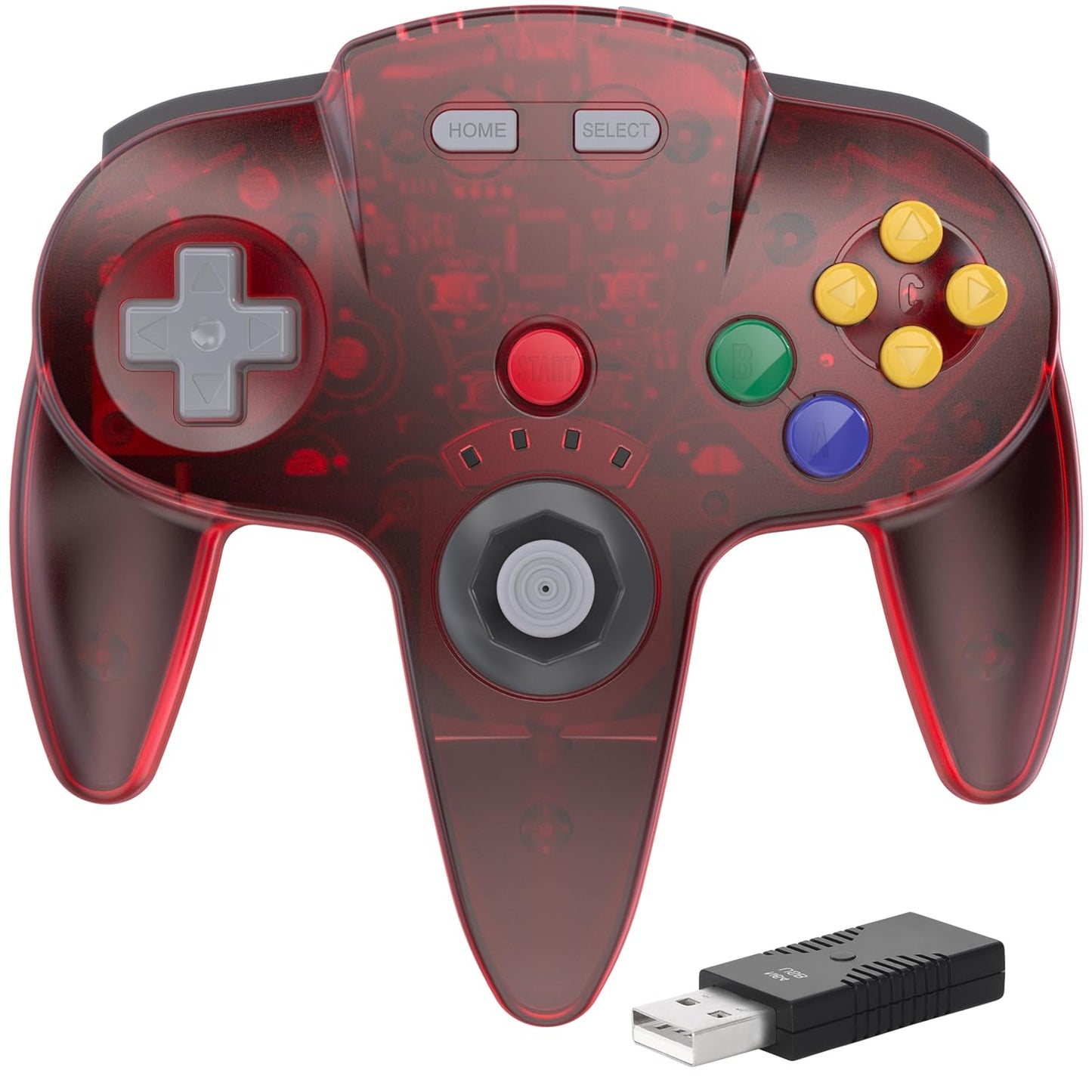 2.4 GHz Wireless N64 Controller for Switch Online - Clear Red