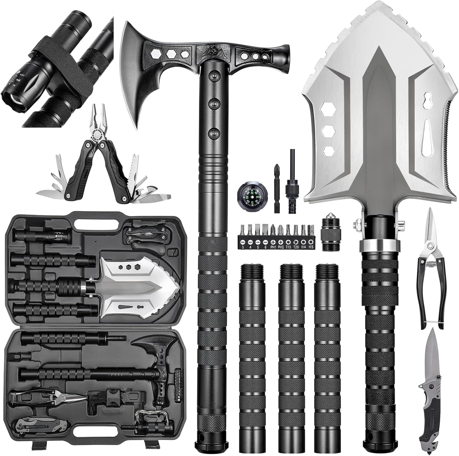 Compact Survival Tool: HUZSV Camping Shovel Axe
