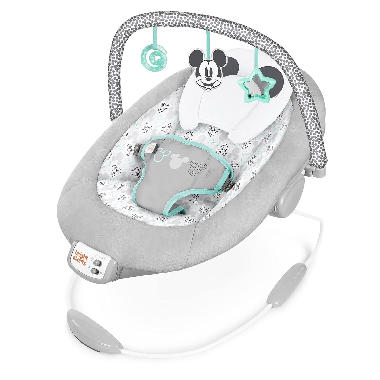 Bright Starts Mickey Mouse Baby Bouncer: 7 Soothing Melodies, Cute Toy Bar