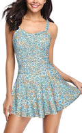 One-Piece Swimdress with Crossover Ruched Skirt - Women's Swimwear