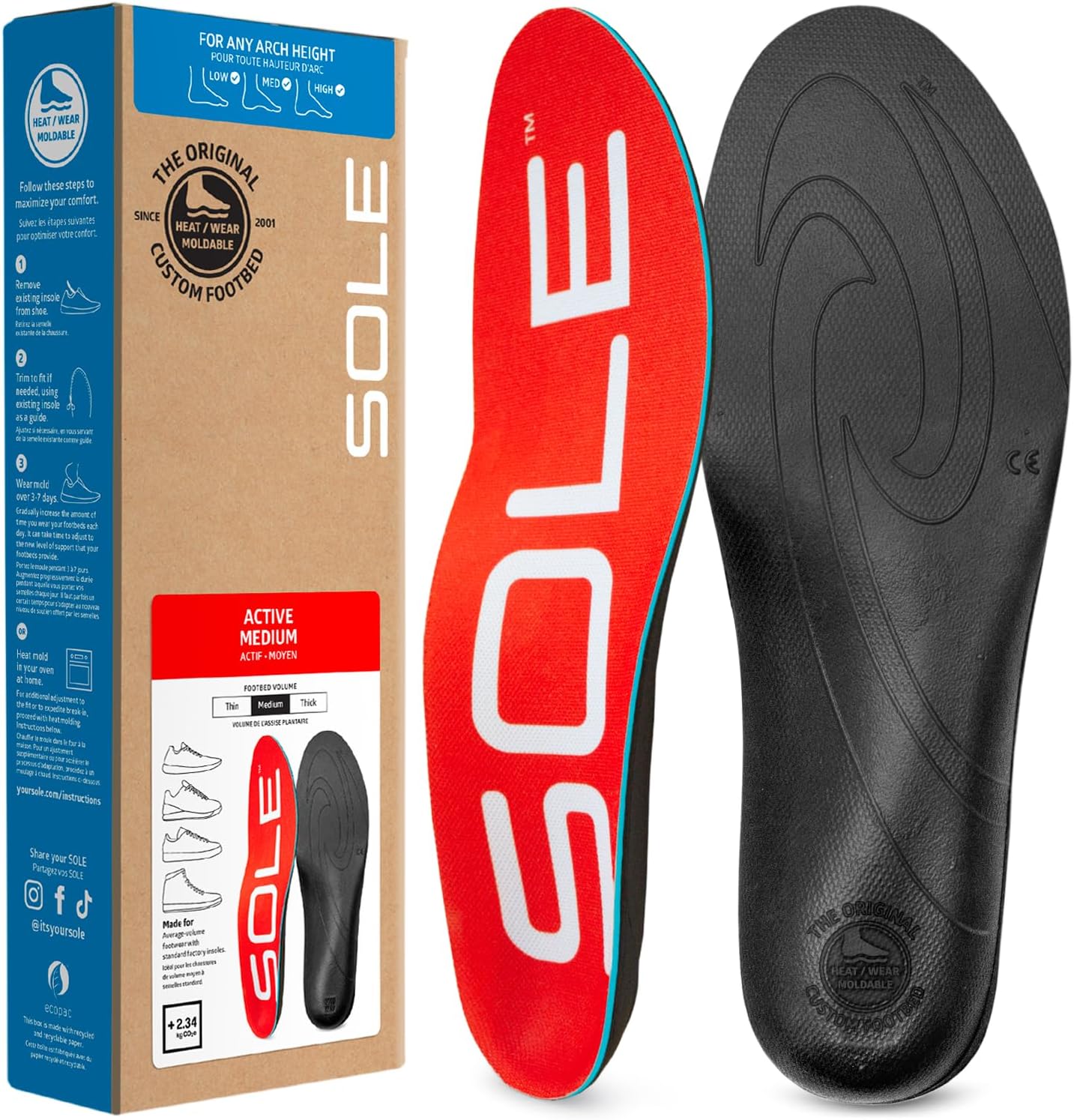 SOLE Active Medium Insoles for Plantar Fasciitis Relief and Comfort