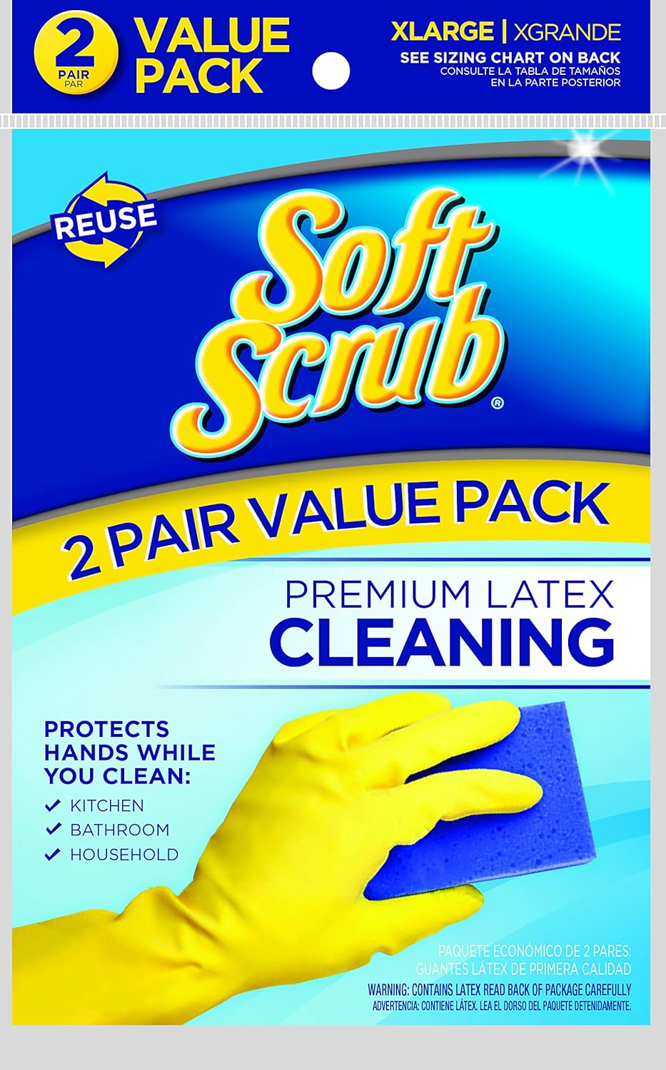 Soft Scrub Yellow Reusable Latex Glove - Durable & Gentle