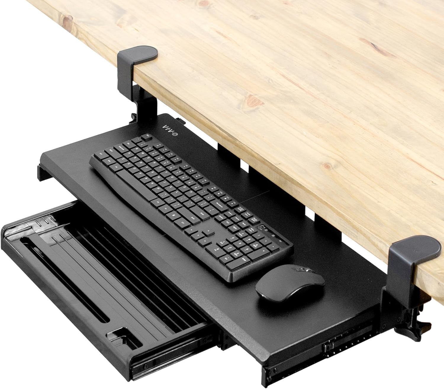 Effortlessly Maximize Workspace with VIVO's Large Keyboard Tray