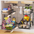 Under Sink Organizer and Storage 2 Pack - Slide Out Pull Out Shelves