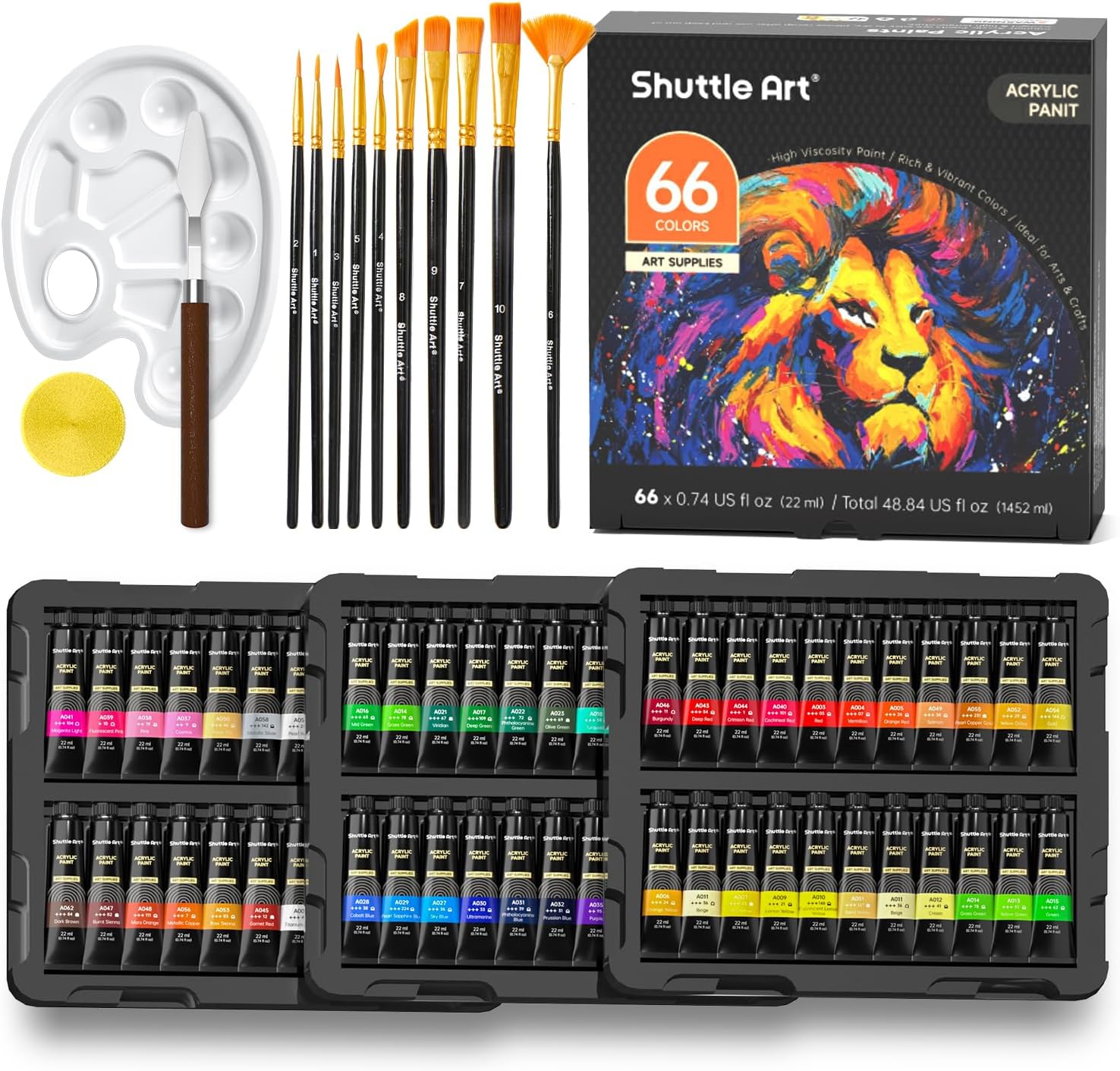 Vibrant 66 Colors Shuttle Art Acrylic Paint Set