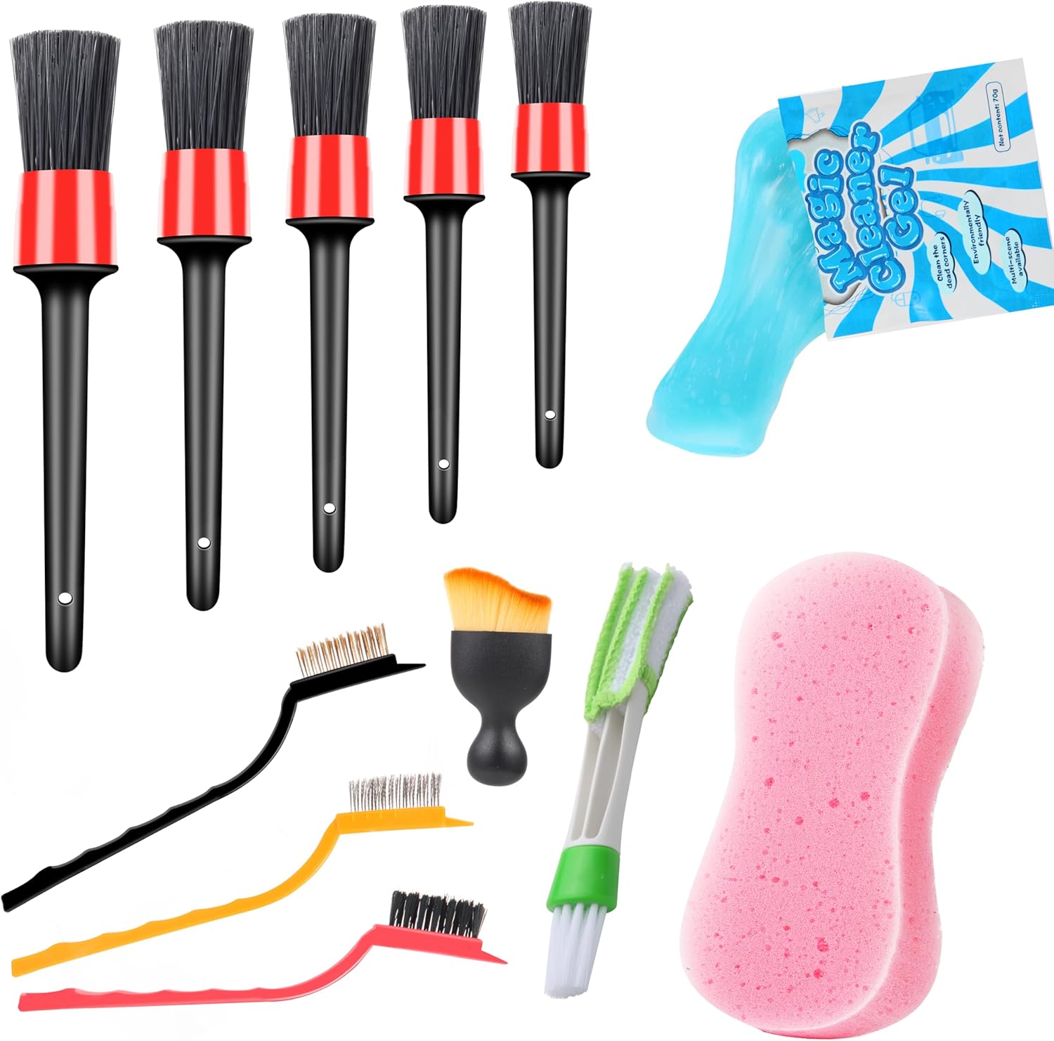 Yungeln 12Pcs Car Interior Detailing Brush Set