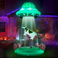 10 FT Halloween Inflatable UFO with Floating Cow - Standout Yard Decor