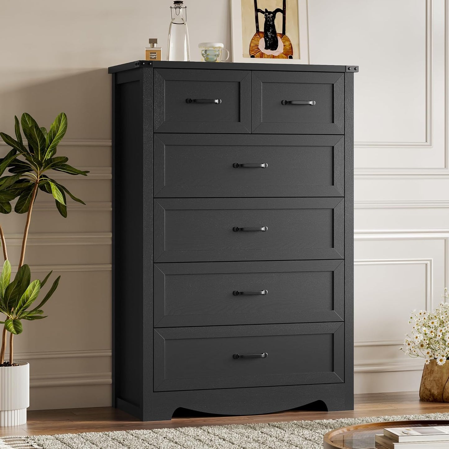 Tall 6-Drawer Dresser for Bedroom, Modern Storage Organizer