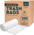 33 Gallon Trash Bags 250 Count - Clear 33in x 40in Tall Can Liners