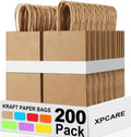 XPCARE 200Pcs Paper Gift Bags 5.25x3.25x8.25 in - Sturdy Kraft Favor