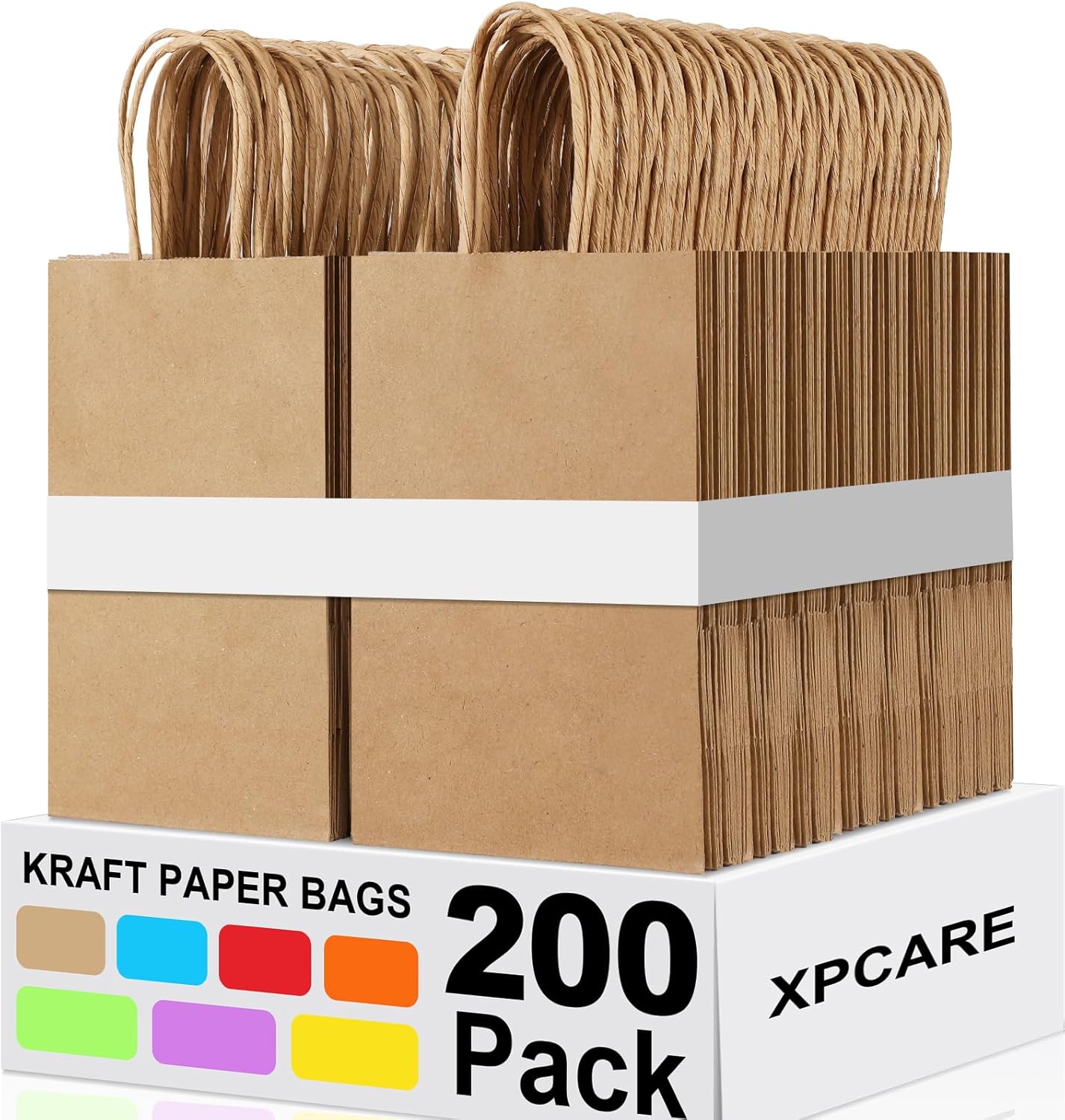 XPCARE 200Pcs Paper Gift Bags for Parties and Retail Use