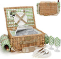 Picnic Basket for 2 Insulated Willow Hamper - Includes Blanket