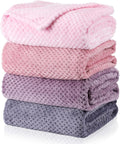 Waffle Textured Fleece Throw Blanket 50x60 in - Cozy 4-Pack