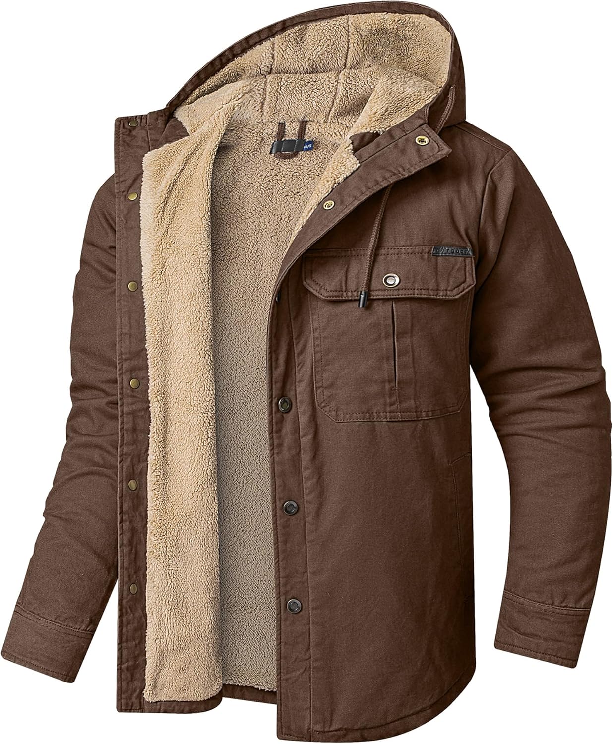 Mr.Stream Men's Hooded Coat Casual Thicken Plaid Work Jacket