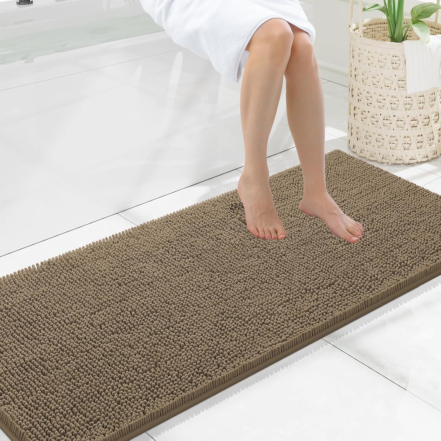 Smiry Luxury Chenille Bathroom Rugs 59x20 for Soft Comfort