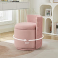 Velvet Vanity Chair with Storage, 360 Swivel Makeup Chair - Pink