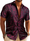 Men's Silk Shirt Paisley Floral Jacquard for Any Occasion