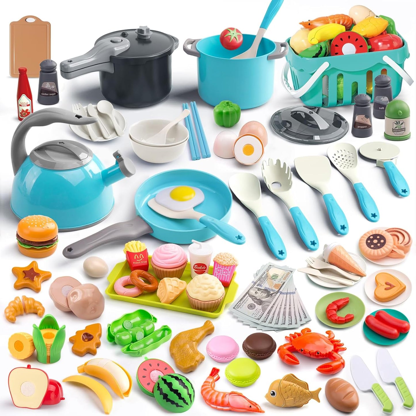 130Pcs Kitchen Playset for Toddlers - Fun Cooking Experience