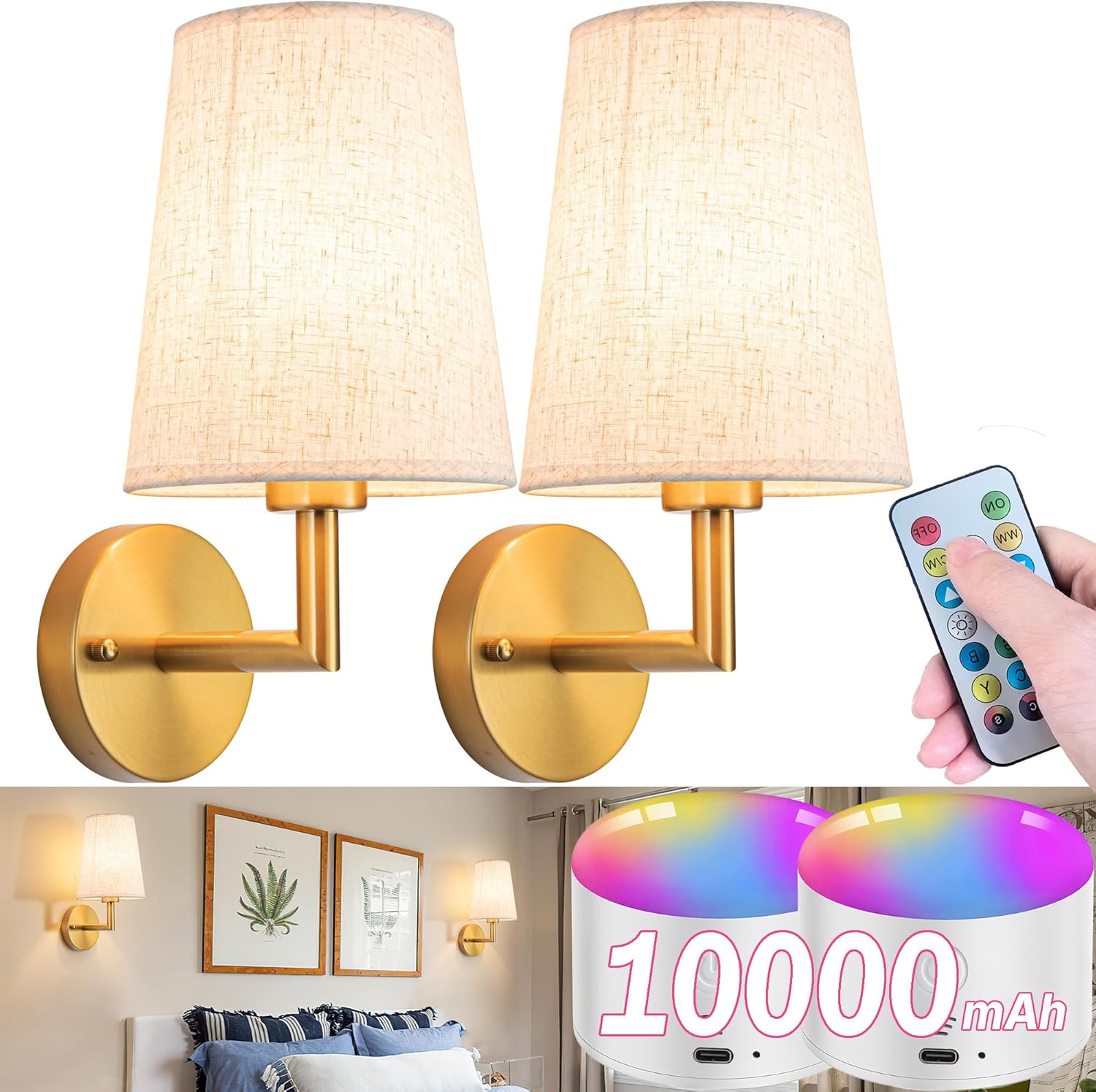 Battery Operated Wall Sconce with Remote Control for Home Use