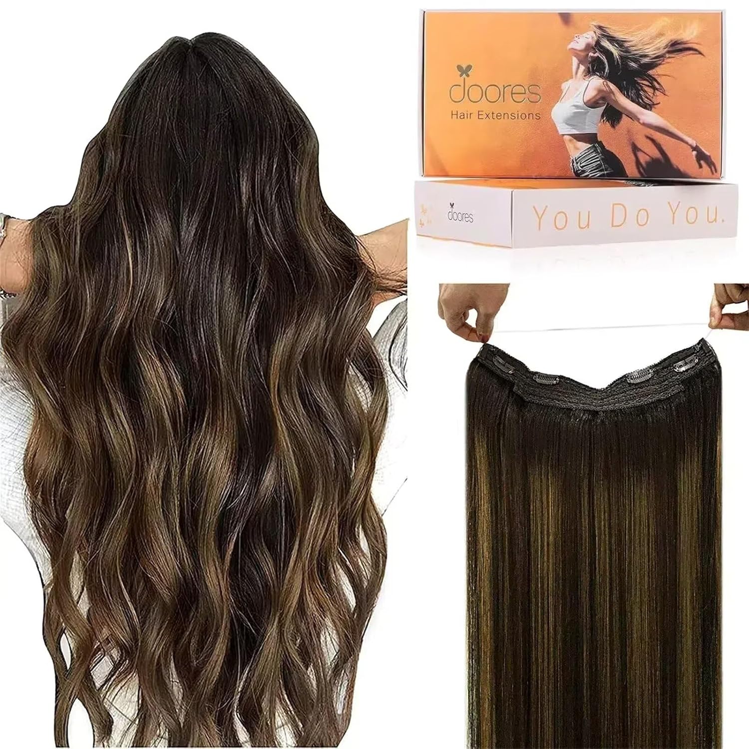 DOORES Wire Hair Extensions 14 Inch 75g for Effortless Volume
