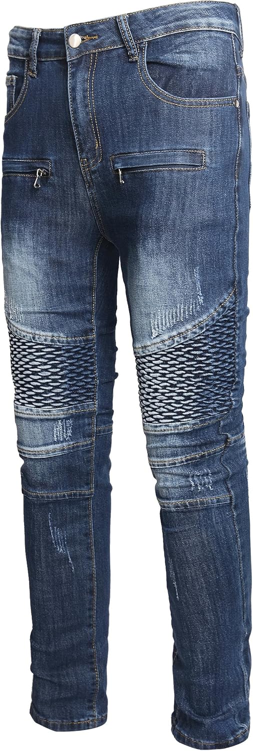 Enrica Men's Ripped Straight Slim Moto Biker Jeans Review