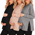 Ekouaer Womens Maternity Shirts 3-Pack - Soft Side Ruched Tops